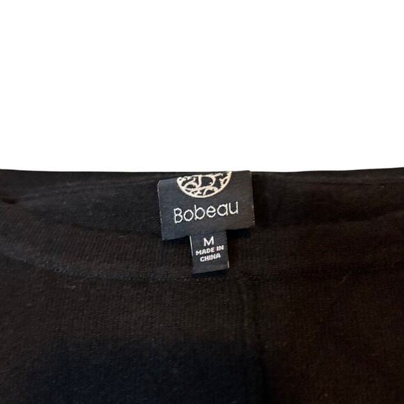 Bobeau Black Knit Midi Sweater Dress Puff Sleeve Winter Work Casual Chic M - Picture 4 of 5